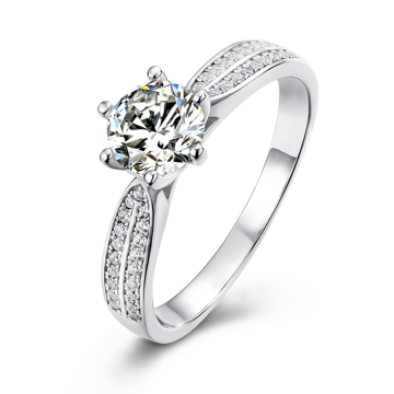 Classic  925  Pure Silver Moissanite Jewelry With Six-prong Created Brilliant Luxury Accessory For Women